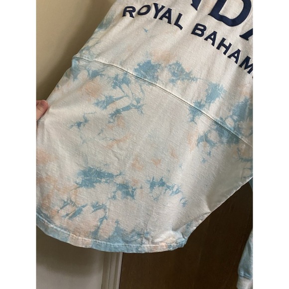Spirit Jersey SANDALS Royal Bahamian Long Sleeve Top Blue White Peach Tie Dye S - Picture 9 of 10